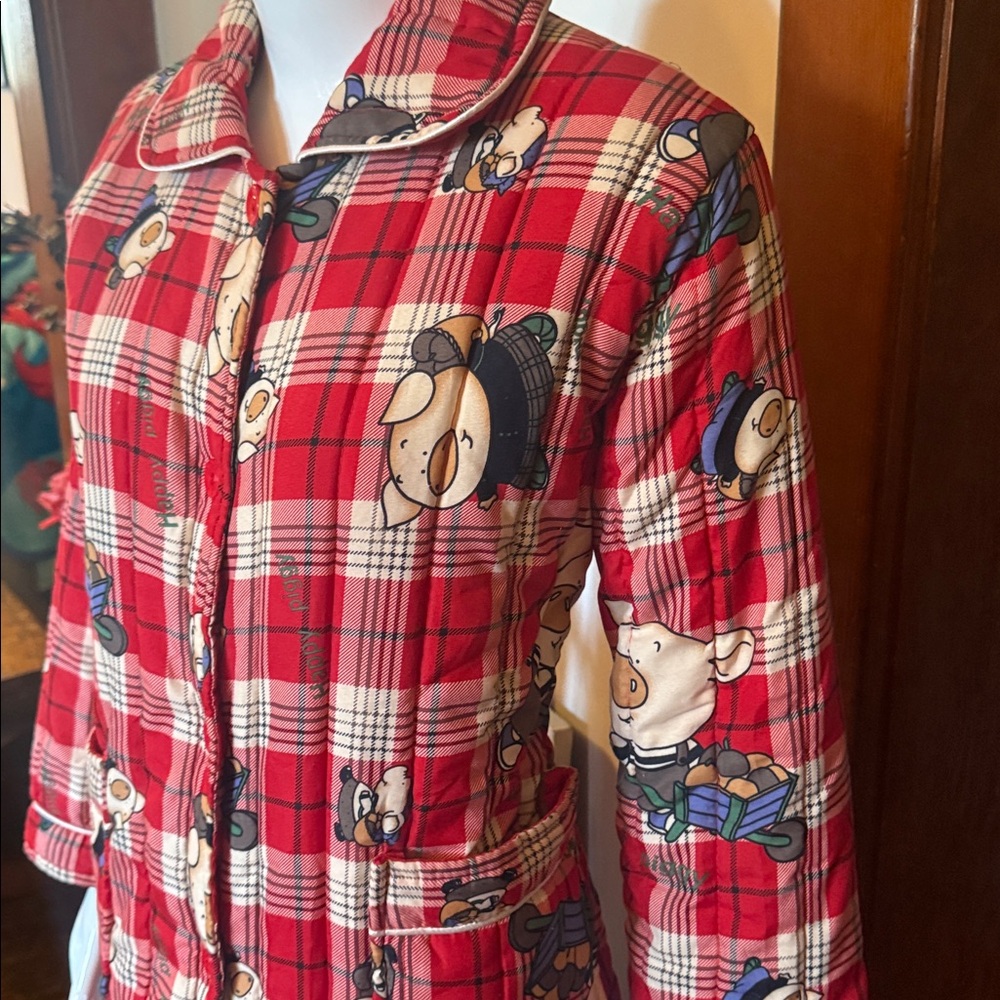 Can er Plaid Red Women's โhappy piggyโ Coat size M